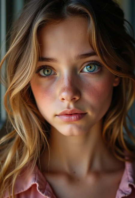 A stunning teenage girl with large captivating eyes