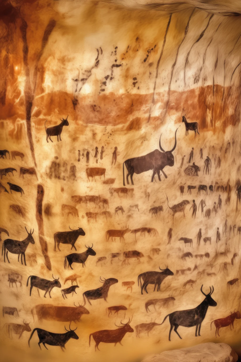 <lora:Lascaux:1>Lascaux - an image consisting of many drawings representing the Levallois Technique During the Paleolithic age