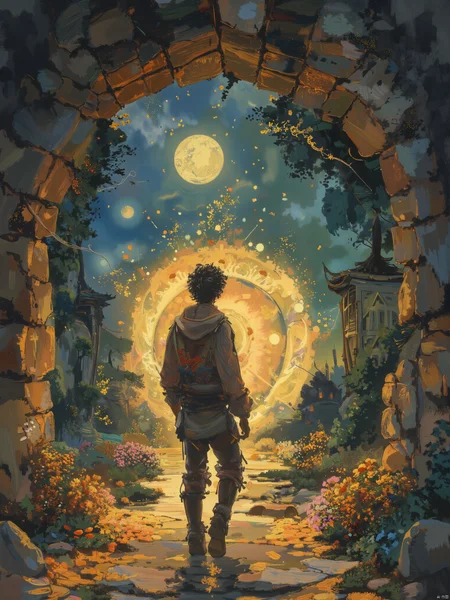 OByouhua,
A time-traveler steps through a portal and finds himself in a world of magic and wonder. As he explores this new realm, he discovers that the past and the future are intertwined, and that magic holds the key to unlocking the secrets of time.