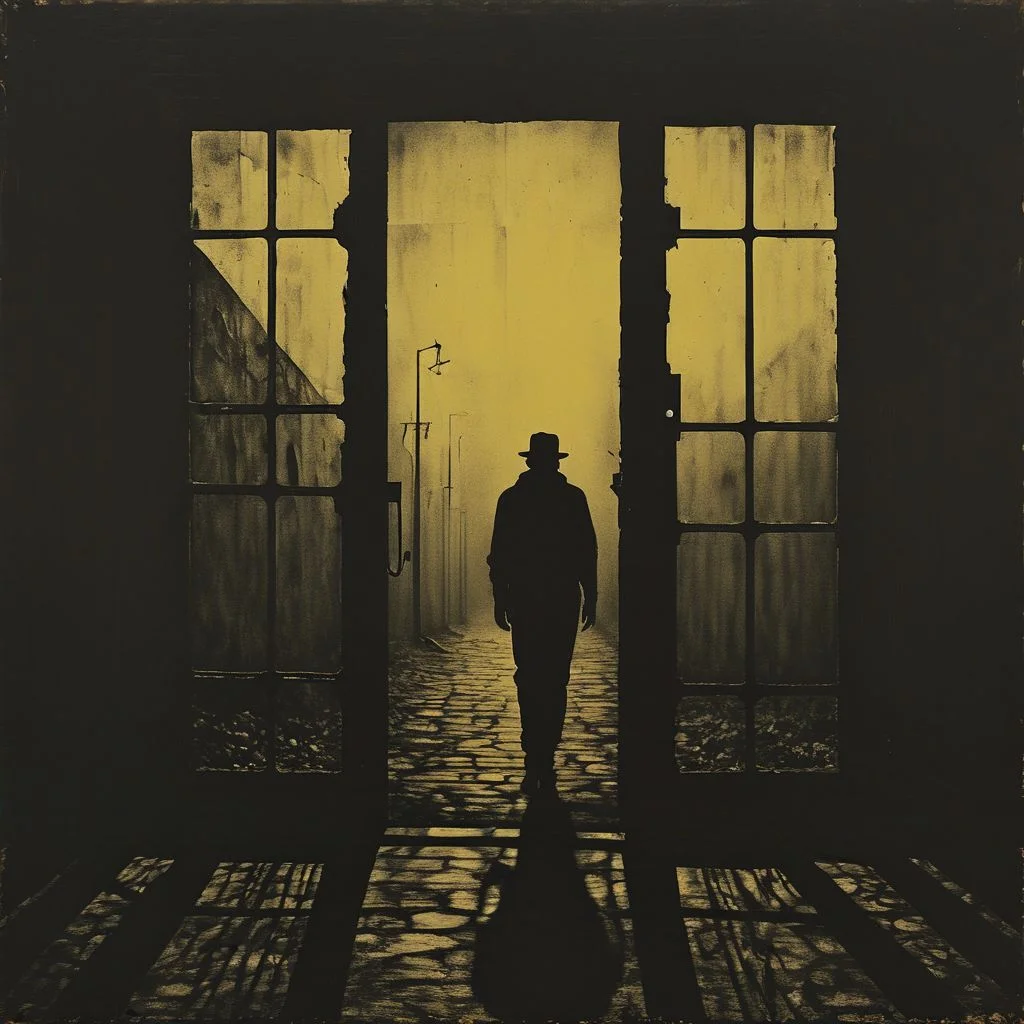 Shadow siluete, prison, landscape, doors, oriantal, techno, cell, hope, prison, ,8k, master piece, Cinematic, Beautiful Lighting, trending on Devianart, surreal Art, Fantasy, Digital Art, Impressionistic, Surrealist,