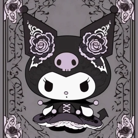 Gothic style Kuromi,  <lora:kuromi:1> kuromix . Dark, mysterious, haunting, dramatic, ornate, detailed