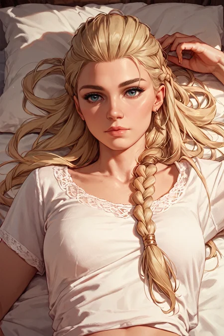 score_9, score_8_up, score_7_up, score_6_up
<lora:ACFEivor:1.0>
ACFEivor, 1girl, blonde hair, braid, long hair, looking at viewer, watching viewer, laying back, on bed