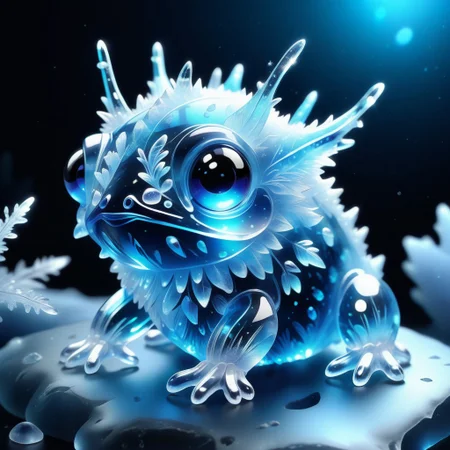 a cute creature made out of Jed-Blmicry, <lora:BioIceCrystalStyle-000006:0.7>, masterpiece, full of details,