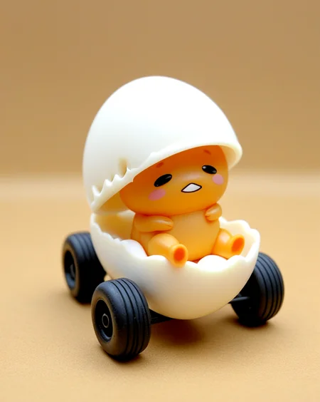 chibi gudetama, small, cute, chibi, driving a go kart made out of an egg shell, bold lines, intricate details, 
<lora:gudetama-sdxl-v1:1>,