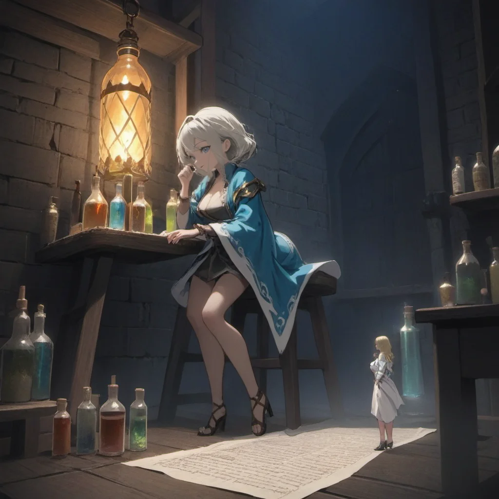 (((dirty))), highly detailed person, (miniature:1.2), 1girl, 30 year old woman,  fantasy adventures party, broken cloth, dungeon, close-up, standing on wooden chair,  woman next to magical paper scroll, woman next to potions bottle, anime style, <lora:shrunken:1.2>