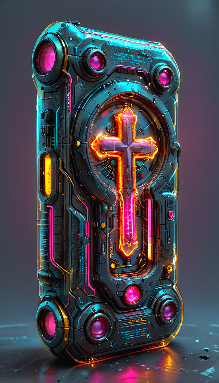clear image, accurate picture, clear picture, precise image, focused image, Science fiction style, Science fiction, (carbon texture:2), pink glowing neon, neon cross, neon cross aura,
(in ARTIST style:1.4), (masterpiece:1.8), (Frontal View:2)
(Frontal View of device (science fiction texture, science fiction skin, someplastic, no humans, english text, simple background, grey background, retro, old style, old phone, device, wearable item), glowing neon, gray paint),
pink glowing neon elements, pink glowing neon cross,
(masterpiece:1.8), (highest detailed:1.8),
(angle:1.8), perfectly lighted, (contrast), (saturated), (((sharp focus))), (hyperdetailed:1.3), (intricate details:1.2), (Refined details:1.3), (best quality:1.5), highly detailed textures,
vibrant colors, <lora:add-detail-xl:0.7> (ultra sharp focus:1.8), (detailed skin:1.8), (detailed windows:1.8), (thin lines:1.8), (best quality:1.8),
<lora:Apparatus_-_Traction_City_Walkers_Vehicles:0.7>, <lora:Someplastic_V2:0.8>,
<lora:glowneon_xl_v1:0.7>