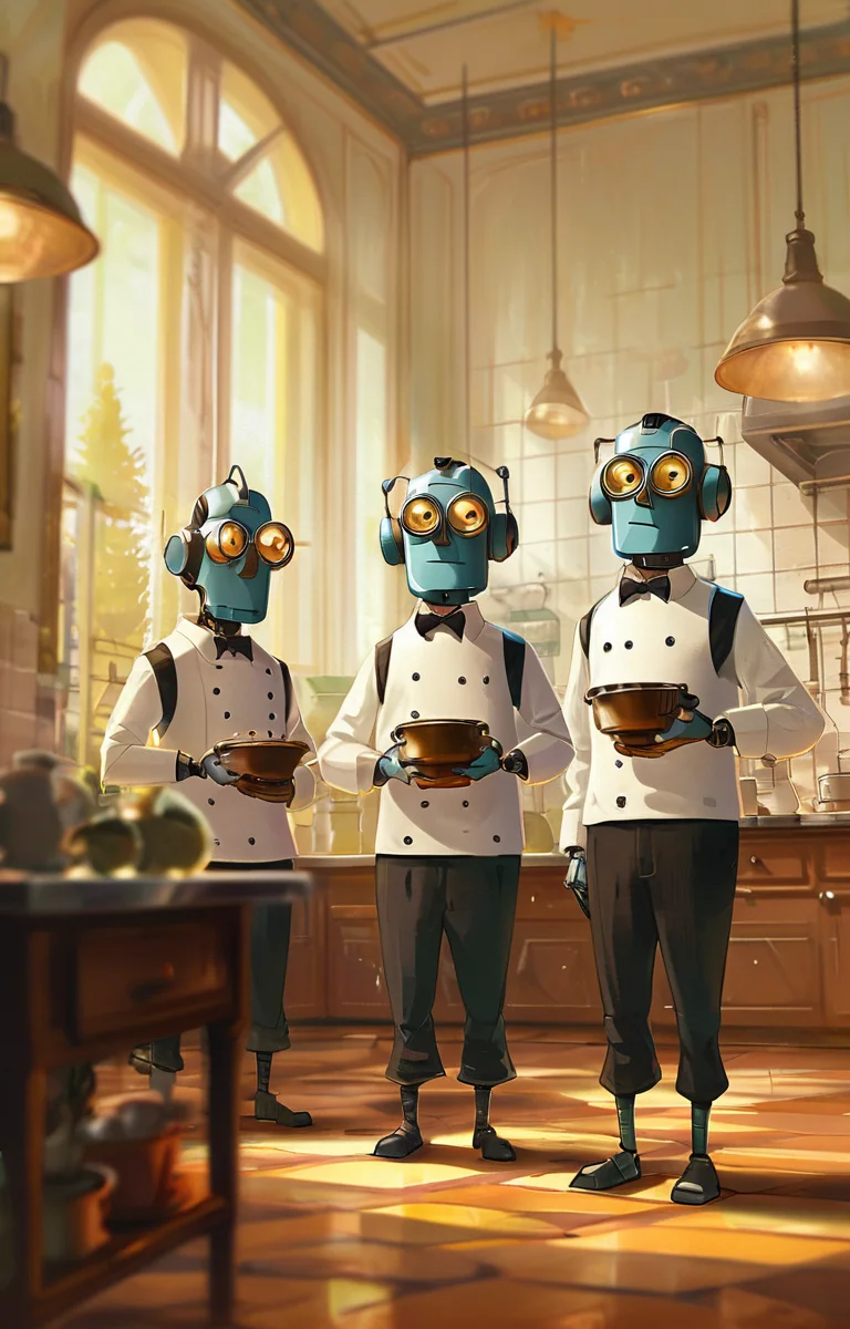 masterpiece,best quality,<lora:tbh2-sdxl:0.9>,illustration, portrait of Housework robots