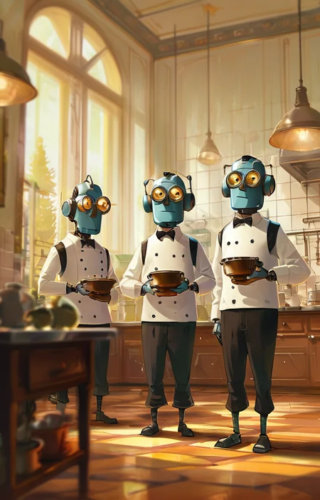 masterpiece,best quality,<lora:tbh2-sdxl:0.9>,illustration, portrait of Housework robots