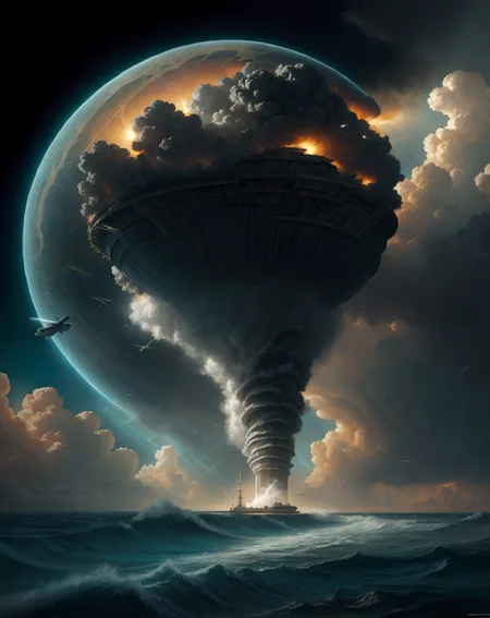 Craig Mullins: (bold brush strokes), (cinematic contrast), (sci-fi realism), (textured surfaces)Maldivian atoll where biorhythmic tides expose glowing plankton beaches,Cockpit ejection survival after dogfight windshield crash,Tornado alley: Supercell structure rotating with vorticist precision,
hyperrealistic surrealism,ultra-detailed,intricate textures,luminous colors,cinematic lighting,dramatic perspective,volumetric atmosphere,8k UHD,sharp focus, professional color grading,
<lora:extremely_detailed:0.8> extremely detailed,
<lora:DetailMaximizer:0.7>,
<lora:offset_0.2:0.7>,
<lora:add-detail-xl:0.3>,
<lora:aidmaMJ6.1_v0.5_2:0.7> aidmamj6.1,
<lora:Consistency Corrector XL:0.3>, Retrofuturism painting art style, nostalgic composition, combines retro aesthetics with futuristic elements, Baroque art style, dynamic composition, dramatic lighting, rich colors, intricate details, professional-grade execution, captures the grandeur and theatricality of the Baroque period