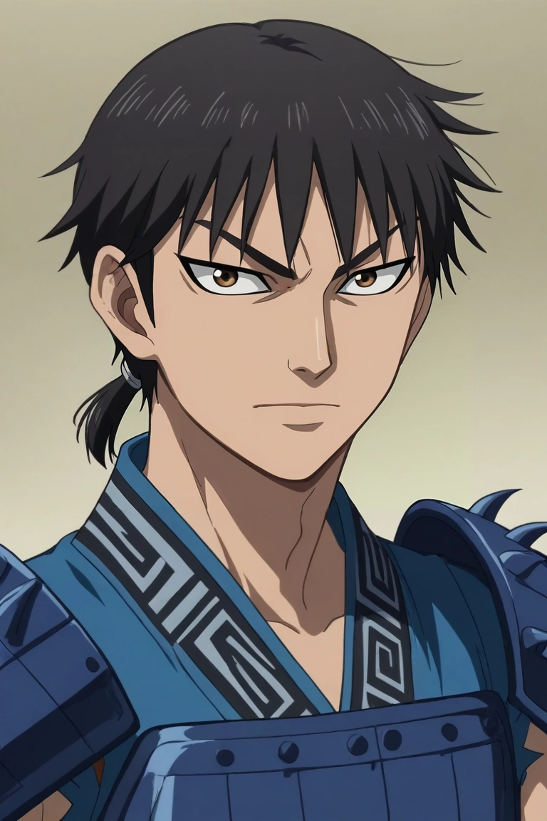 score_9, score_8_up, score_7_up, source_anime, rating_safe, , anime screencap, , official style, looking at viewer, , 1boy, solo, male focus, <lora:xin_kingdom_pony:0.94>, xin_kingdom, black hair, brown eyes, short hair, low ponytail, , armor, , , <lora:sdxl_lightning_8step_lora:1>