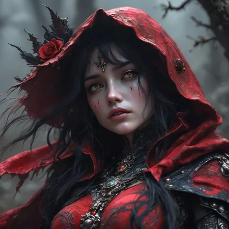armavena girl death in a scarlet black cloak, very detailed, cinematic, darkness <lora:armavena:1>