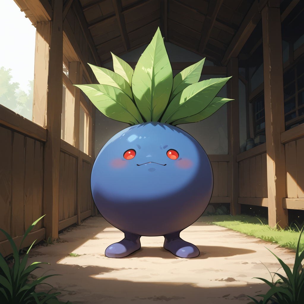 PonyScores7, source_anime,
BREAK (contempt), (barn), looking at viewer,  <lora:OddishPokedexPDXL:0.8> zzOddish, full body, red eyes, grass
BREAK <lora:xl_more_art-full_v1:0.2>, <lora:aesthetic_anime_v1s:0.2>, <lora:EpicF4nta5yXL:0.2>, <lora:detailxl:0.2> detailxl, <lora:Fant5yP0ny:0.2>, best quality, amazing quality, best aesthetic, absurdres, illustration, Volumetric_Lighting, ultra-detailed, very aesthetic, intricate details, 8k, masterpiece, best_quality 
BREAK (Medium shot) 
BREAK <lora:Complicated fantasy portrait - XL Pony V2.0:0.4>, <lora:HDA_Detailer:0.2>,
