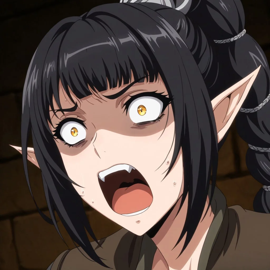 masterpiece, best quality, newest, absurdres, highres, KKSWHNS-Style-V1.0
1girl, shadowheart \(baldur's gate\), long braid, elf, pointy ears, black hair, braid, side bangs,
expressiveKuro-V1.0-scared, scared, expressiveKuro-V1.0-scream, scream, expressiveKuro-V1.0-angry, angry