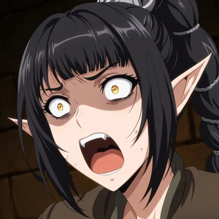 masterpiece, best quality, newest, absurdres, highres, KKSWHNS-Style-V1.0
1girl, shadowheart \(baldur's gate\), long braid, elf, pointy ears, black hair, braid, side bangs,
expressiveKuro-V1.0-scared, scared, expressiveKuro-V1.0-scream, scream, expressiveKuro-V1.0-angry, angry