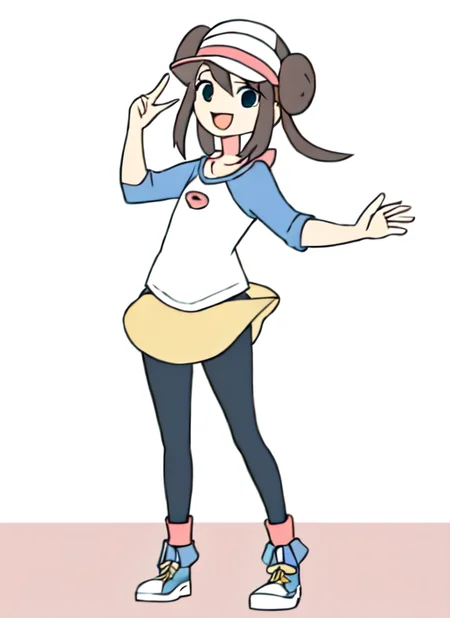 <lora:cartoony:1>
flat color,
<lora:rosa (pkmn):1>
1girl, hat, shirt, pants, skirt, happy,