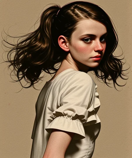 <lora:LCM_LoRA_Weights_SD15:1>
<lora:rogerhaus:1> 
mature woman, medium breasts, 
maid dress, ruffles, frills, frilled dress
ponytail, long hair,