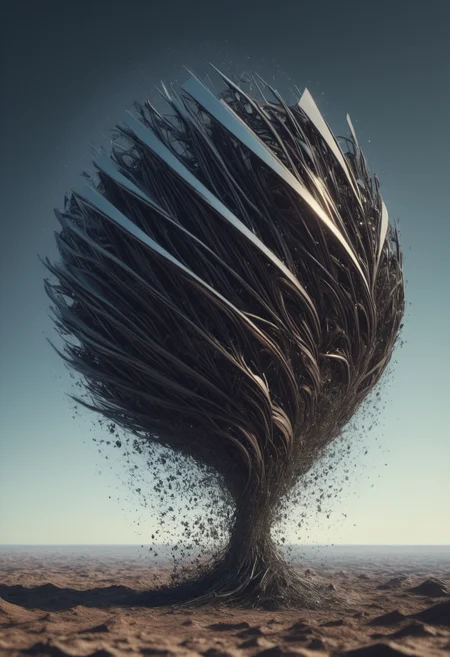 <lora:TransformersStyleXL:1> TransformersStyle, (structure crumbling:1.4), (gradual structure fade, particle dissipating effect, particle dissolving effect, structure fading into the wind:4.0), fxaa in the style of Chris Ofili
BREAK
a world without weight, abstract, void, trending on artstation, intricate artwork by Greg Rutkowski, octane render, cinematic, hyperrealism, dissolving to the left into the wind