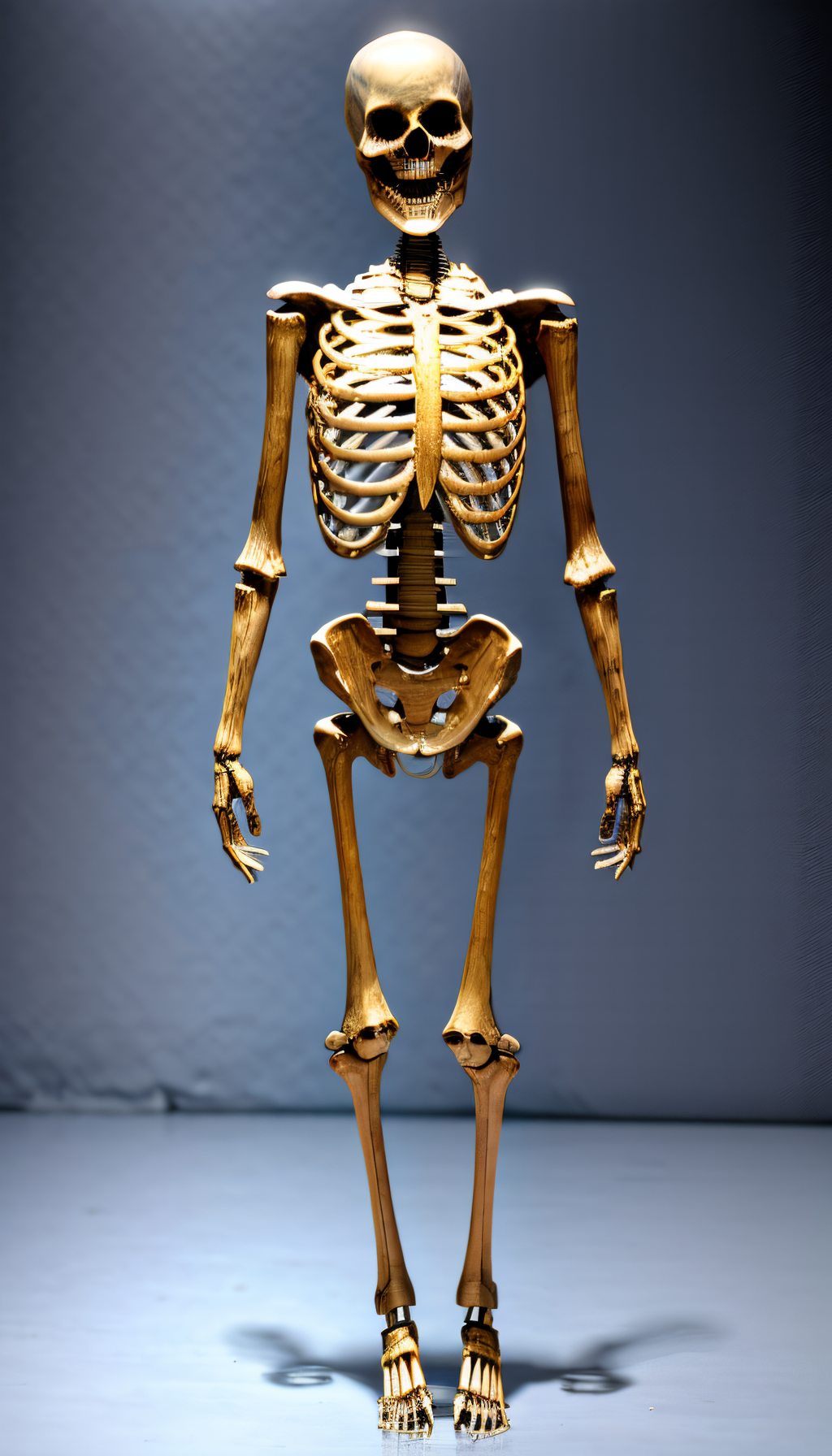 in the bedrrom (Realistic:1.5) woman skeleton standing, raising a sword in right hand  <lora:EdobSkeletonFemale_v1.0:1>