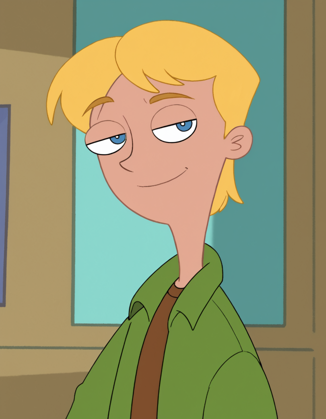 ,highres, <lora:canjermpd:0.85> jeremy johnson, 1boy,  parody,blonde hair,short hair, blue eyes,seductive smile,looking at viewer, green open jacket, solo