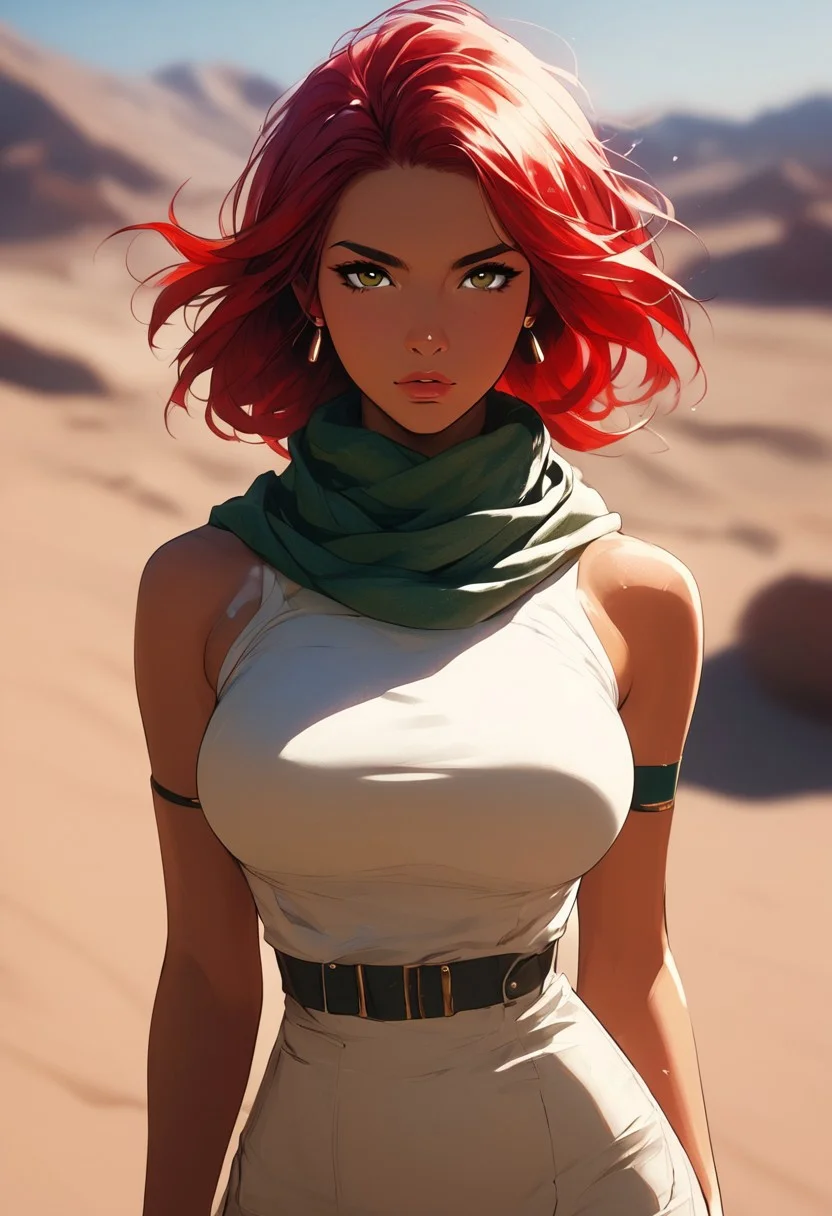 masterpiece, best quality, highly detailed, ultra-realistic, score_9, score_8_up, score_7_up, score_6_up, source_cartoon,
BREAK
1MILF, 40yo, curvy waist, large breasts, tanned skin, long red hair, wearing a flowing scarf, standing in a sandstorm, looking at viewer with a determined expression, sand swirling around her, dim lighting, desert landscape, faint scent of dust.
BREAK
sand blowing, hair slightly covered in sand, scarf flowing in the wind, motion_lines:1.5, motion_blur:1.5.
BREAK
atmospheric, emotional, raw sensuality, dynamic light, warm_light, soft focus, depth of field, cinematic composition