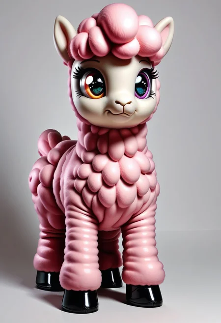 a bored Latex alpaca with big rainbow eyes, very detailed, 4k, sharp