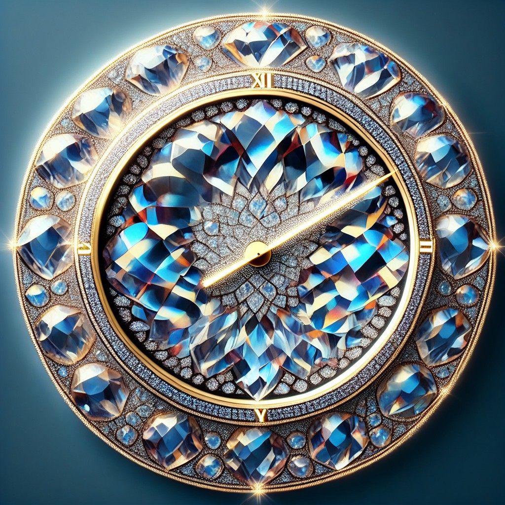 (photorealistic), clock made of diamonds, iridescent, score_9