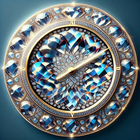 (photorealistic), clock made of diamonds, iridescent, score_9