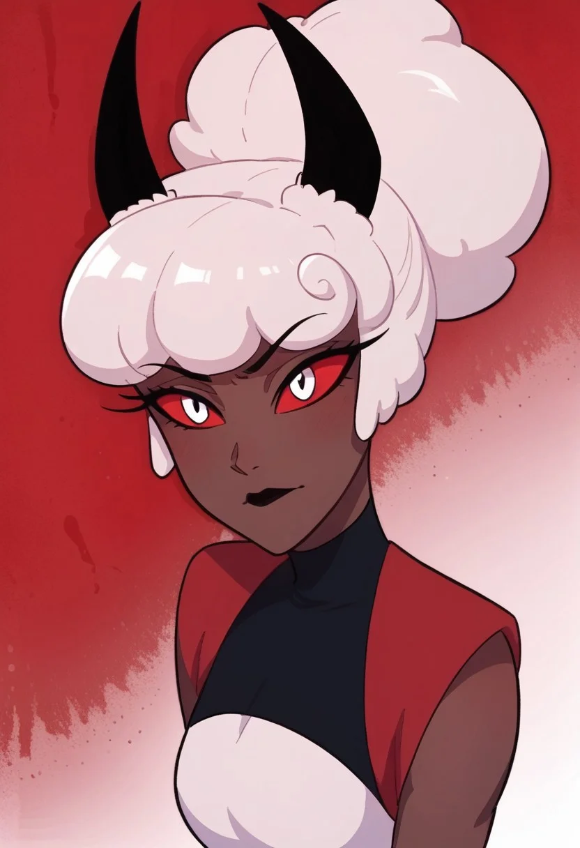 score_9, score_8_up, score_7_up,
masterpiece, best quality, detailed, amazing quality,
detailed background,
detailed eyes, clean eyes,
dynamic pose,
solo, 1woman, woman,
easynegative,
c4rl4_c4rm1n3, white hair, dark skin, red white eyes, black horns