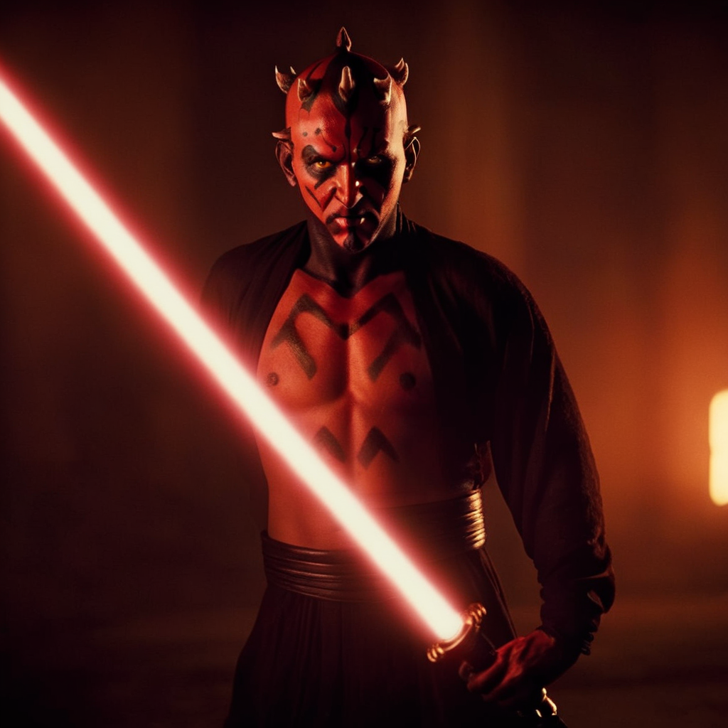 cinematic film still of  <lora:Darth Maul:1.2>
Darth Maul a naked man with a double balded lightsaber sword in a dark room in star wars universe, shallow depth of field, vignette, highly detailed, high budget, bokeh, cinemascope, moody, epic, gorgeous, film grain, grainy