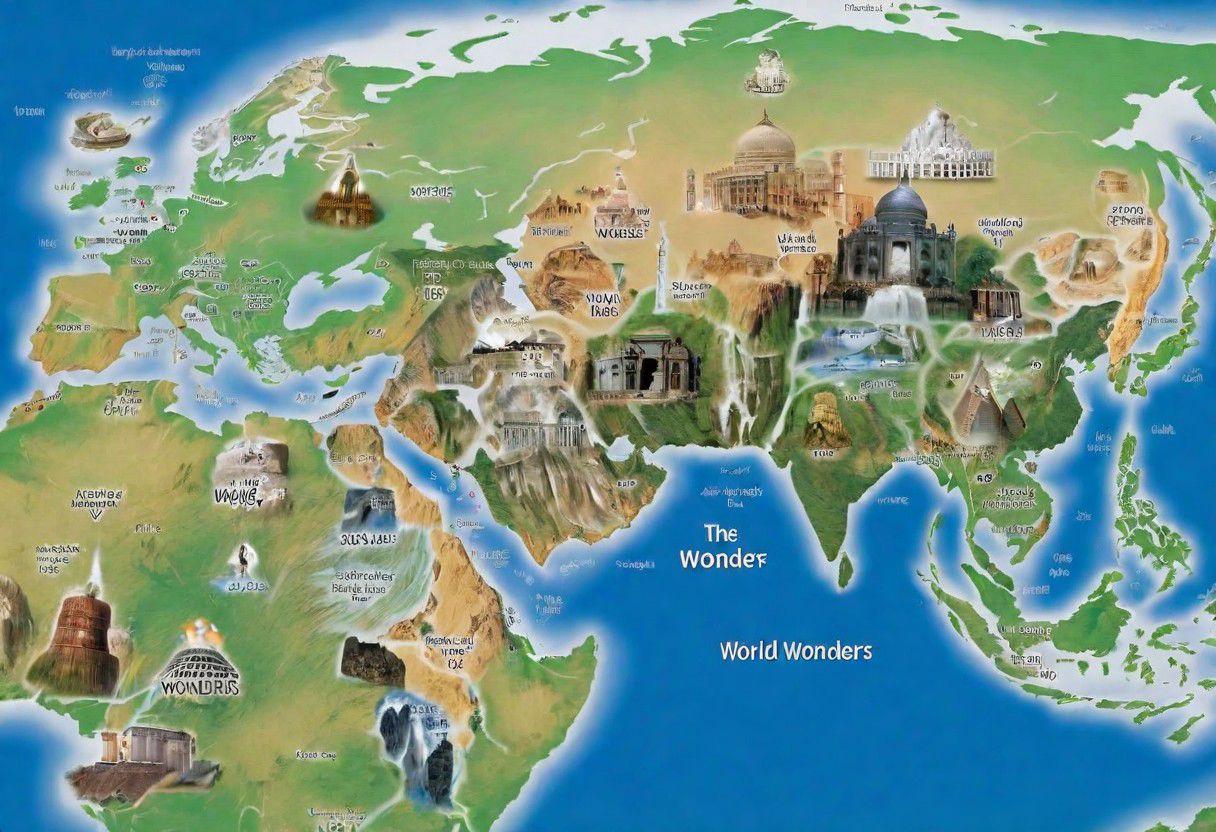 (show one of the seven wonders of world on Map),