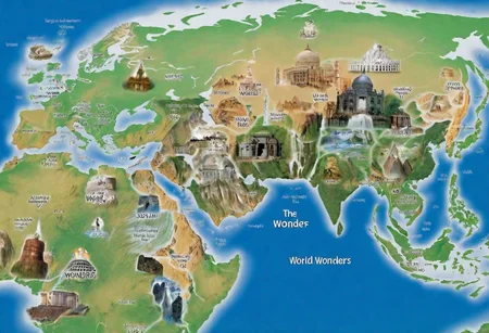 (show one of the seven wonders of world on Map),