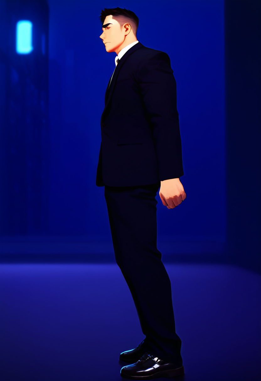 <lora:AsianGuy:0.8>, AsianGuy, (neal:1.5), masterpiece, ultra-HD, cinematic lighting, photorealistic, (impressionism:1.5), high detail, depth of field, (blurred background), (dramatic lighting),masterpiece, best quality, very aesthetic,8k,masterpiece, best quality, realistic, masterpiece, best quality, 8k, breeze style, short hair,<lora:add_detail:1>, ((aesthetic_male_form:1.2, light skin)), (focus male),
<lora:Breez_Style:0.75>, breeze style, shiny skin, fair skin, smooth skin, dynamic view,<lora:PenisQuiron_illus:0.8>, (high quality:1.2), wallpaper, absurdres, (very detailed:1.2), Expressiveh, realistic, side angle view, 1man, solo, male focus, 18 years old, full body, perfect face, muscular boy, thick thigh, bulgerk-soft, black Suit, standing, moaning, night, neon building lights, submissive, cinematic light, <lora:Expressive_H:1>