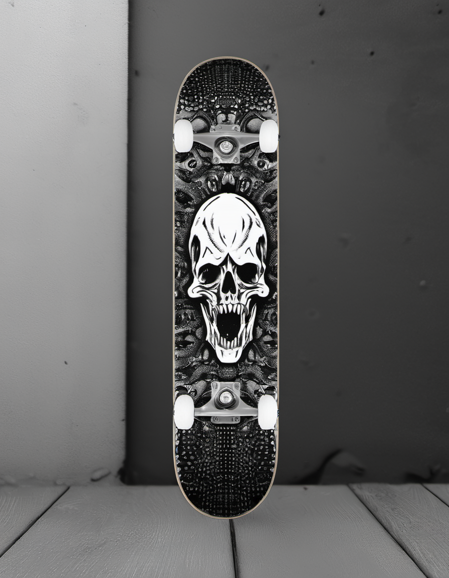 EdobSkate, spear, sharp_teeth, sharp_teeth, looking_at_viewer, monochrome, air_bubble, horror_(theme), ribs, outdoors, alien, <lora:EdobSkate_XL_v1.0:0.8>