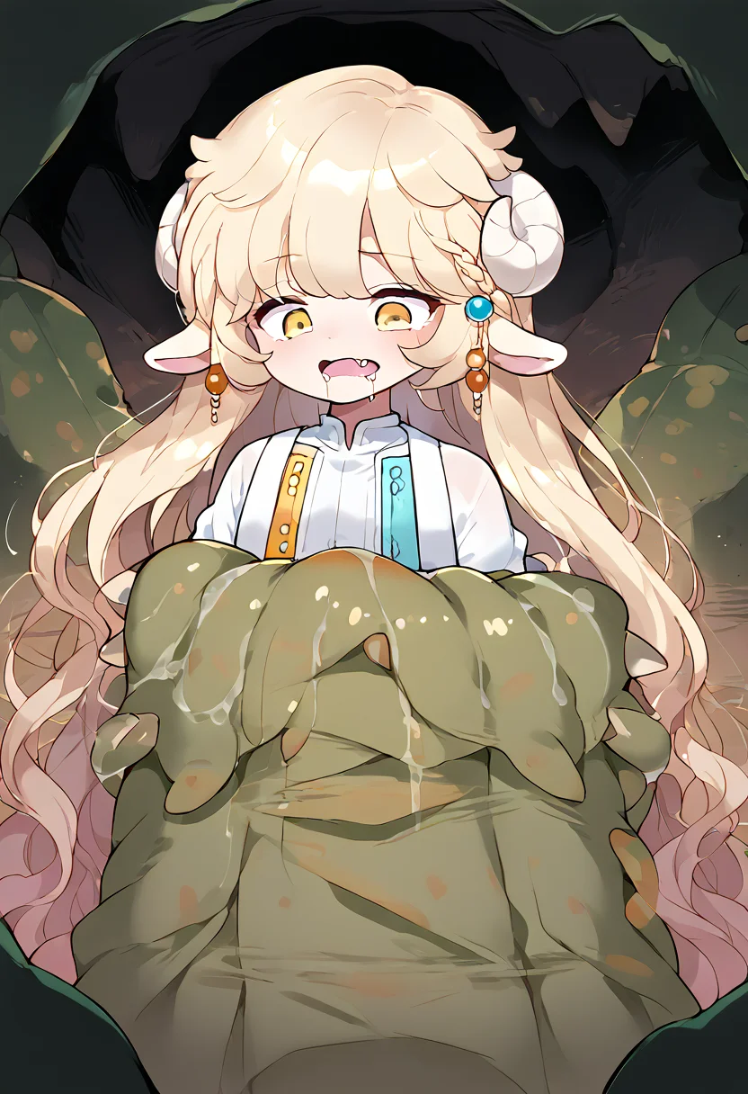 score_9,score_8_up,score_7_up,source_anime,zPDXL3,cave,
*//*,<lora:Like-Like_Concept:1.2>,likelike_monster,(spikes, fang:1.1),monster,solo,saliva,vore,restrained,(disembodied head:1.2),see-through, imminent vore,tentacle sex,
*//*,<lora:Lara_v1.2:1>,lara,blonde hair,long hair,white horns,yellow eyes,sheep ears,earrings,
*//*,cowboy shot,dutch angle,dynamic pose,