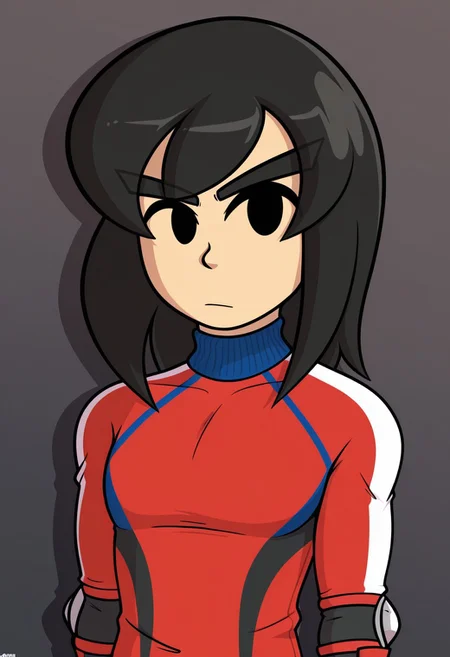 score_9, score_8_up, score_7_up, masterpiece, best quality, amazing quality, Mii_Brawler, Mii, 1boy, solo, black hair, black eyes, no pupils, 2d_brawl, brawl_clothes, looking at viewer, upper body
