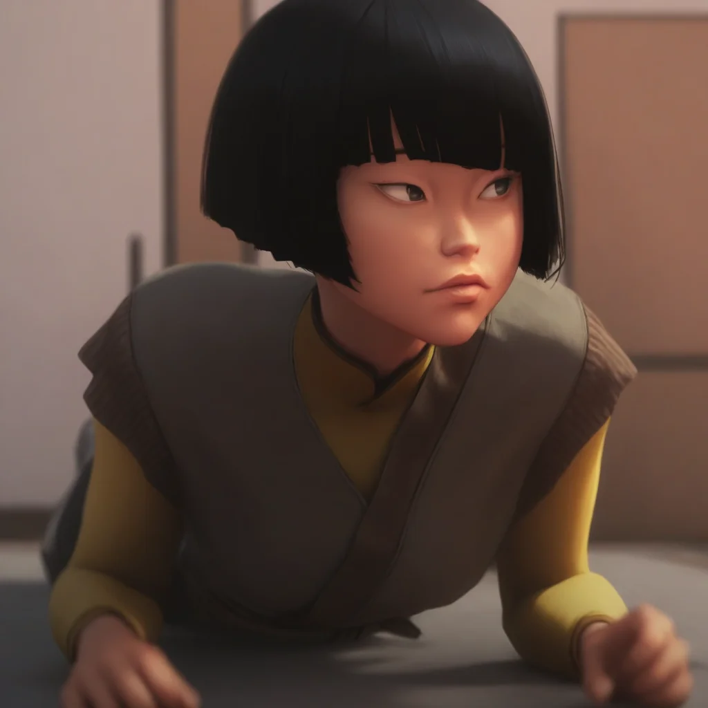 Kairi-Imahara, Main outfit, 1girl, solo, black hair, short hair, on stomach, lying, bangs, bob cut, blunt bangs, blurry, looking to the side, lips, masterpiece, best quality