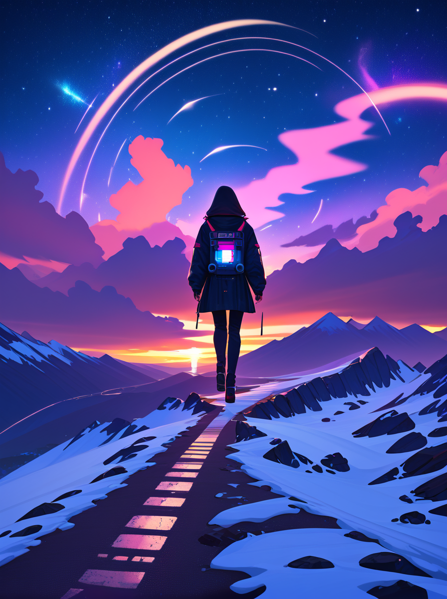 score_9, score_8_up, score_7_up, PDXL,  <lora:nightkaodiilandscapemix:1>,  (((with-vae))), 
A never ending spiral road beautiful landscape, night, stars in the sky, matte painting, digital art, trending on artstation, 4k, hyperrealistic, focused, extreme details, unreal engine 5, cinematic, masterpiece, Futurism art style, dynamic composition, bold geometric forms, vibrant colors, captures the spirit of technological advancement and modernity, landscape photography, vast vistas, natural beauty, dynamic compositions, captivating scenery, immersive, serene atmospheric lighting, excellent composition, Captured by the Sony A7IV with a 20mm G Master lens at F1.5,