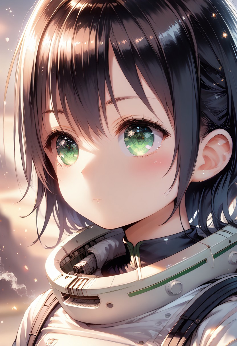 score_9, score_8_up, score_7_up, 1girl,FujisakaLP,high definition eyes, (masterpiece), (best quality), (ultra detailed),(disheveled hair),(illustration), female astronaut j0rd7nj0n3s in space, beautiful face, realistic photo, (portrait), [smoke], [haze], natural lighting, shallow depth of field, photographed on a Canon EOS-1D X Mark III, 50mm lens, F/2.8, (intricately detailed, hyperdetailed), ((RAW color)), sharp focus, HDR, 4k resolution, Cinematic film