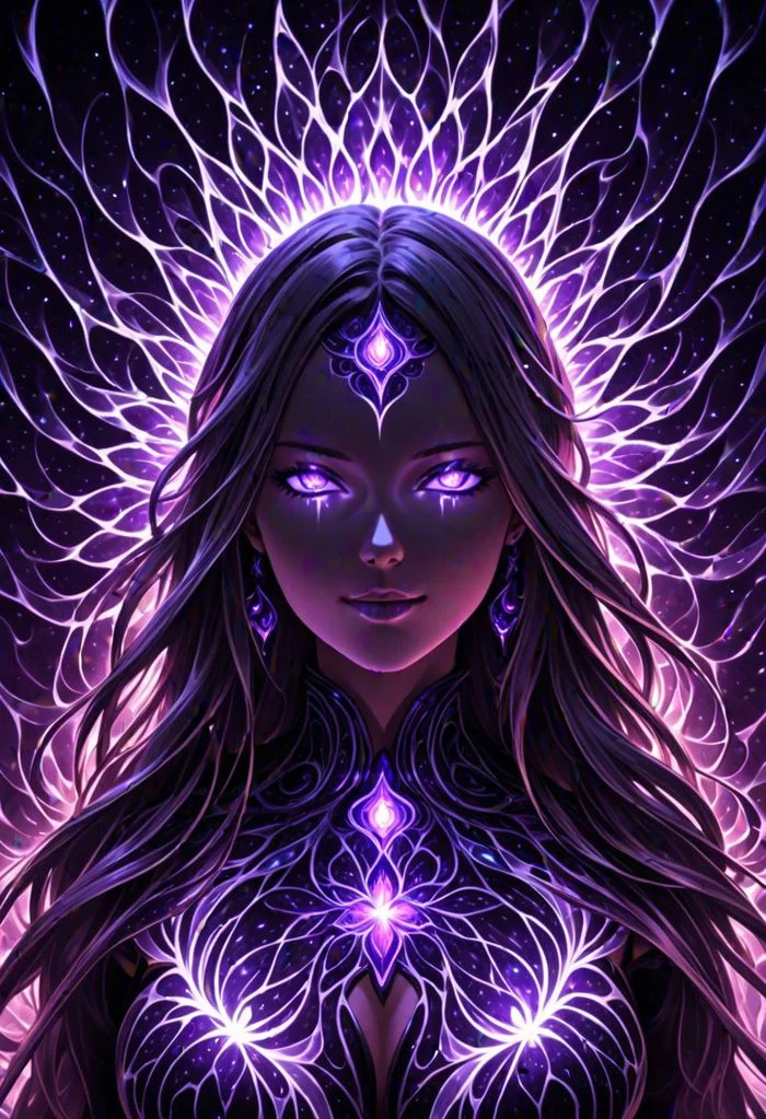 (Kirlian Effect:1.5) of a beautiful female, etheral lighting , highres, 4k, 8k, intricate detail, vibrant colors, wallpaper
