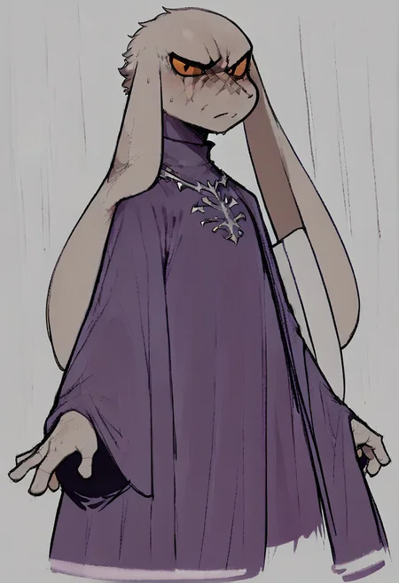 score_9,score_8_up,score_7_up, king, scar, purple dress, long ears