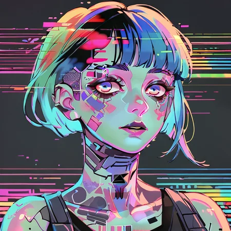 score_9,score_8_up,score_7_up,glitchstyle, <lora:glitch_pony:0.6>,
, glitch effect, colorful, abstract, surreal,
1girl,solo,portrait,cyberpunk