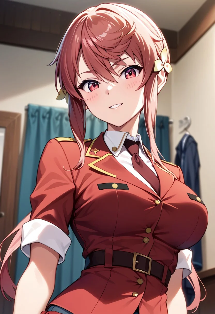 score_9_up, score_8_up, score_7_up, extreamly detailed, beautiful detailed face, complex detailed background, completely clothes, BREAK,
KURENAI RIN (BIG ORDER), KURENAI RIN MILITARY UNIFORM