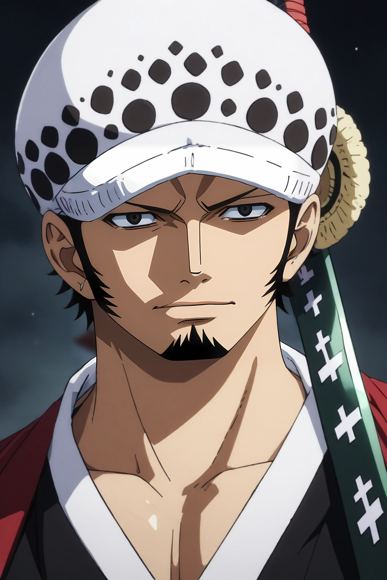 score_9, score_8_up, score_7_up, source_anime, , (photorealistic:0.6), , , depth of field, 1boy, solo, male focus, <lora:law_trafalgar_pony:0.8>, law_trafalgar, black hair, black eyes, short hair, facial hair, sideburns, long sideburns, goatee, hat, post timeskip, wano country arc, weapon, sword, sheathed, holding weapon, , Shambhala: A hidden paradise where enlightened beings live in perfect harmony, , <lora:sdxl_lightning_8step_lora:1>