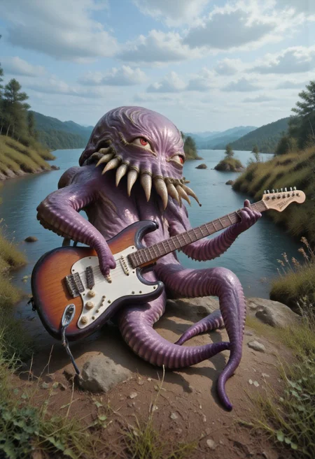 jmpstyle, an 8-tentacled purple octopus playing the electric guitar.