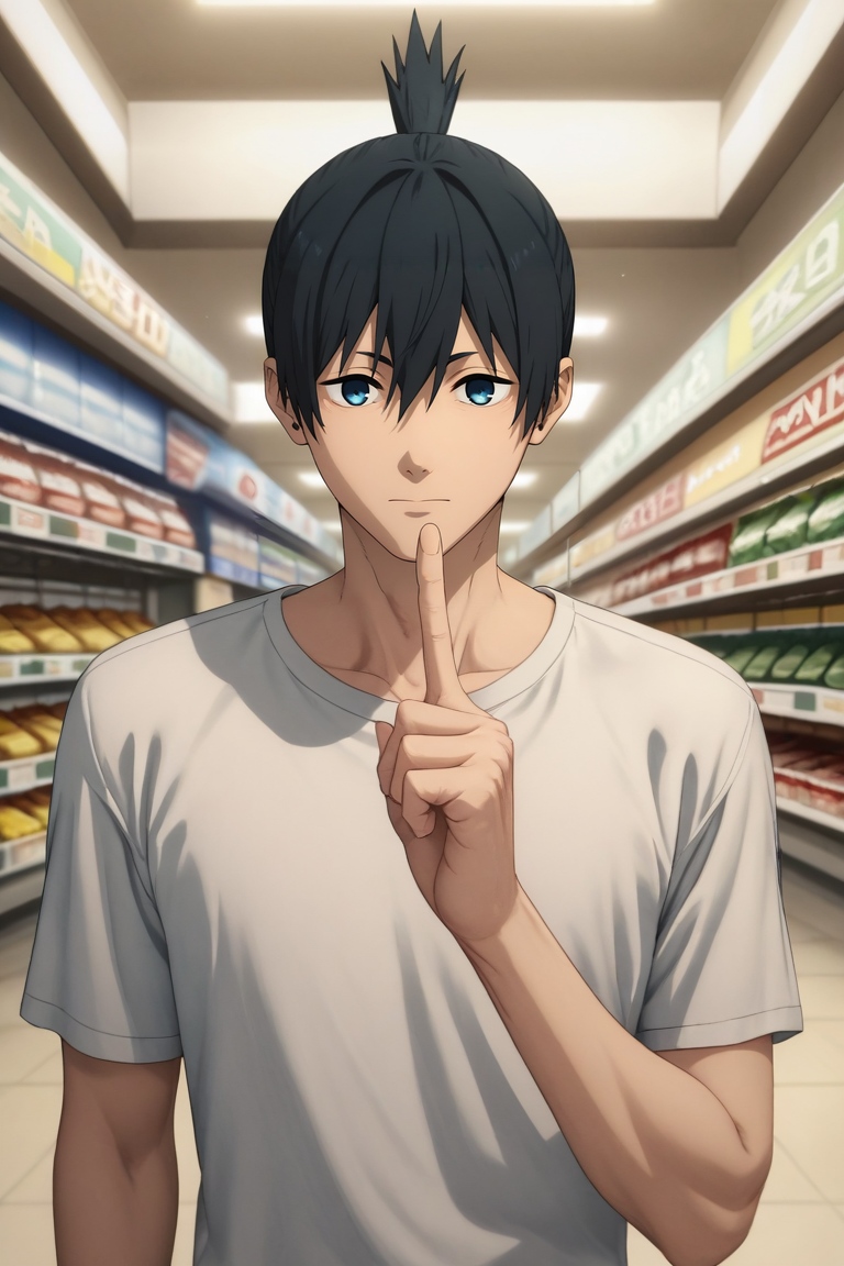 score_9, score_8_up, score_7_up, , rating_safe, , (3d:0.4), looking at viewer, depth of field, 1boy, solo, male focus, <lora:aki_hayakawa_pony:0.88>, aki_hayakawa, black hair, blue eyes, bangs, hair between eyes, , , rule of thirds, shopping mall, stores, signs, noon, index finger raised, :o, ,, <lora:sdxl_lightning_8step_lora:1>