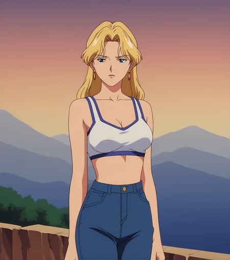 score_9, score_8_up, score_7_up, score_6_up, source_cartoon, anime screencap, <lora:Heavy_Metal_Style-000007:1> Heavy Metal, 1girl, blonde hair, color background, outdoors, retro_artstyle,