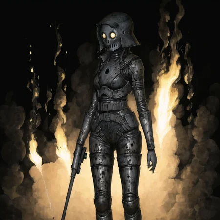 <lora:arielp:1.0>,
(arielpstyle:1.0), dark, horror, creepy, creepy-looking, painting, lovecraftian, grease, painting \(medium\), drawing, brush stroke,
above waist portrait beautiful cute anime young woman, Fiery firework ignites black background, sending flickering aesthetic firefly ashes towards viewer, happy smile