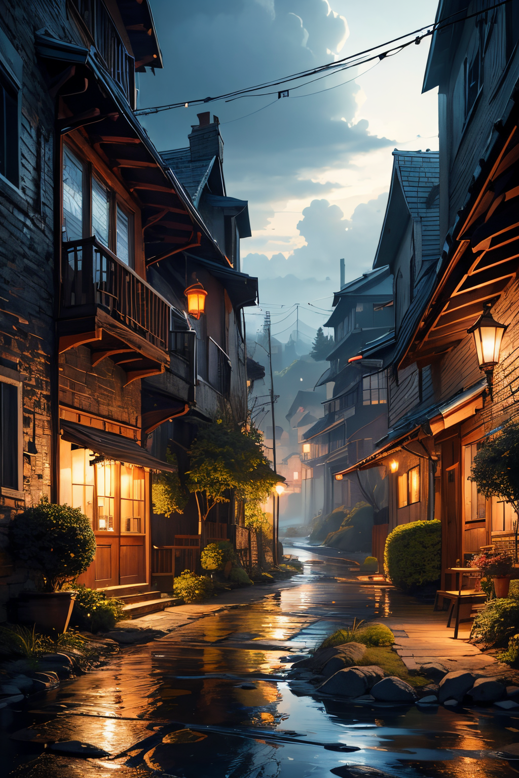 (Realistic:1.5), EDOBSYFYCITYLANDSCAPE, EDOBHORRORLANDSCAPE, EDOBFAIRYTALELANDSCAPE, fish, tree, day, cloud, lake, garden, rain, rock, alley, glowing eyes, <lora:EdobSyFyHorrorFairyTale_v1.0:0.8>