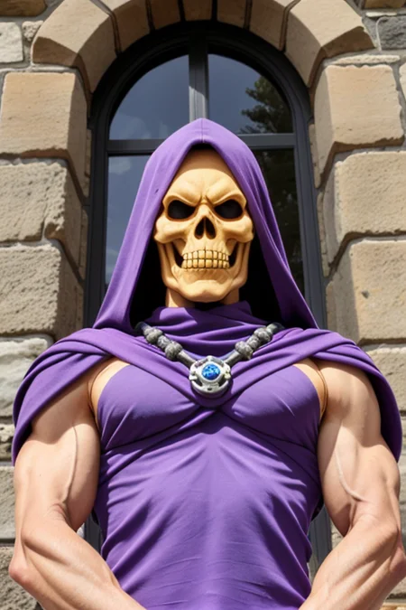 skeletor, portrait, guarding a castle