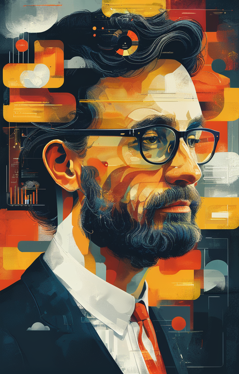 masterpiece,best quality,<lora:tbh245-sdxl:0.9>,illustration,style of Infographic portrait of noble man